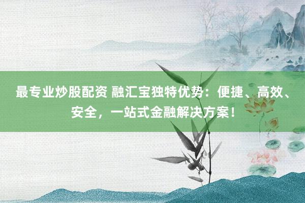 最专业炒股配资 融汇宝独特优势：便捷、高效、安全，一站式金融解决方案！