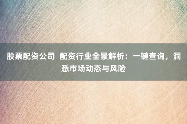 股票配资公司  配资行业全景解析：一键查询，洞悉市场动态与风险