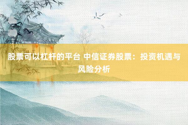 股票可以杠杆的平台 中信证券股票：投资机遇与风险分析