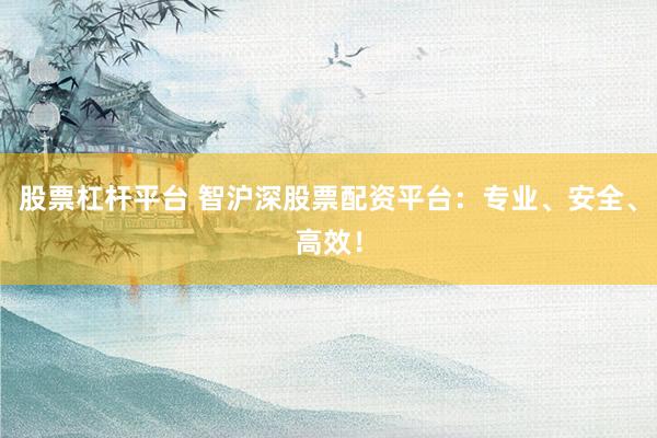 股票杠杆平台 智沪深股票配资平台：专业、安全、高效！