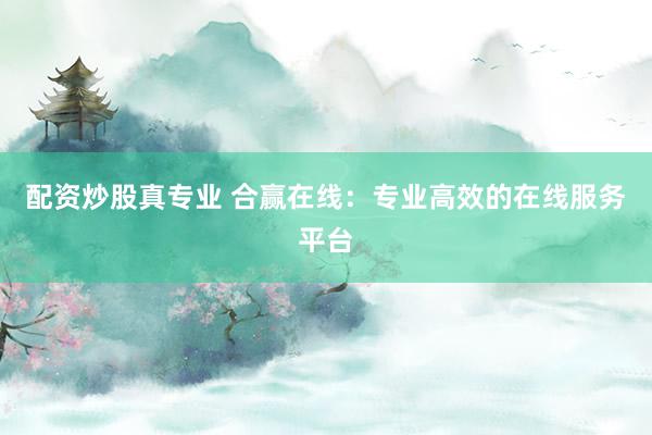 配资炒股真专业 合赢在线：专业高效的在线服务平台
