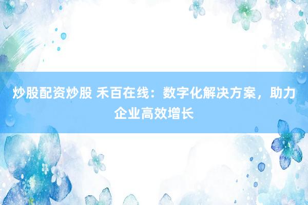 炒股配资炒股 禾百在线：数字化解决方案，助力企业高效增长