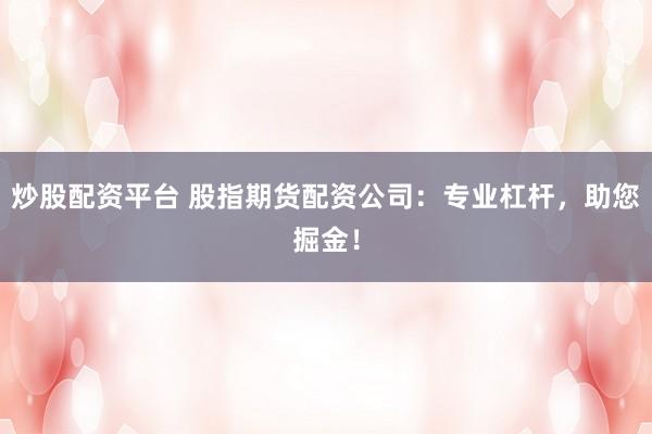 炒股配资平台 股指期货配资公司：专业杠杆，助您掘金！