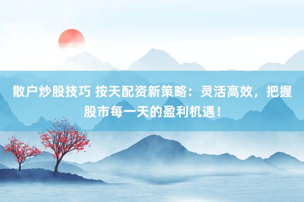 散户炒股技巧 按天配资新策略：灵活高效，把握股市每一天的盈利机遇！