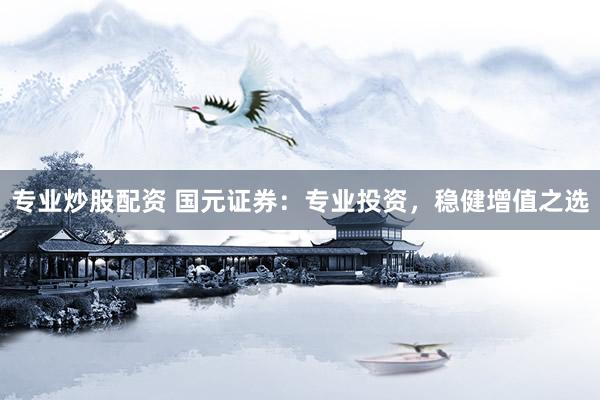 专业炒股配资 国元证券：专业投资，稳健增值之选