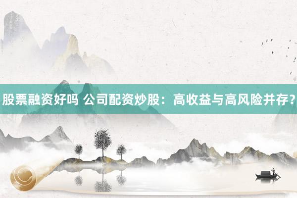 股票融资好吗 公司配资炒股:高收益与高风险并存?