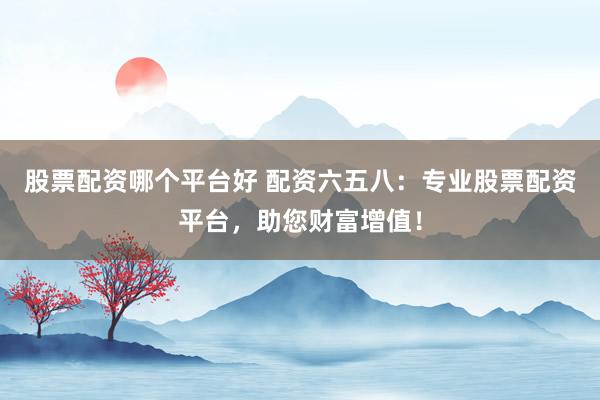 股票配资哪个平台好 配资六五八：专业股票配资平台，助您财富增值！