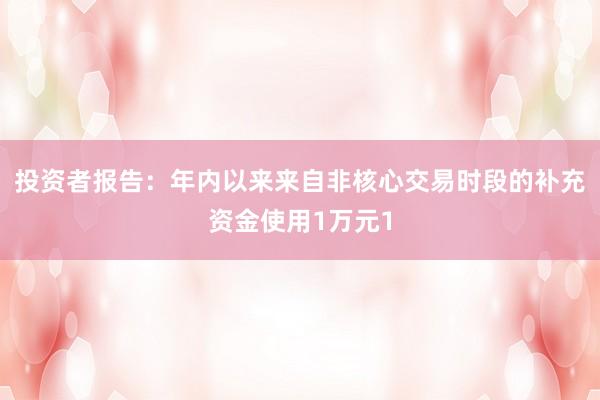 投资者报告：年内以来来自非核心交易时段的补充资金使用1万元1