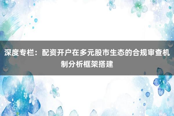 深度专栏：配资开户在多元股市生态的合规审查机制分析框架搭建