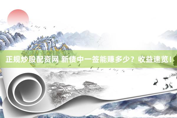 正规炒股配资网 新债中一签能赚多少？收益速览！