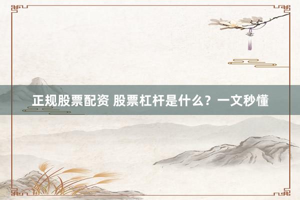 正规股票配资 股票杠杆是什么？一文秒懂