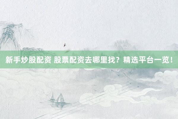 新手炒股配资 股票配资去哪里找？精选平台一览！