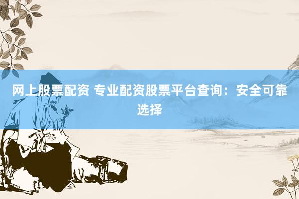网上股票配资 专业配资股票平台查询：安全可靠选择