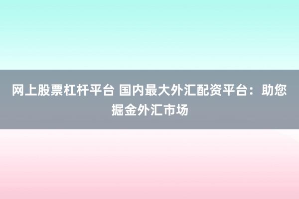 网上股票杠杆平台 国内最大外汇配资平台：助您掘金外汇市场