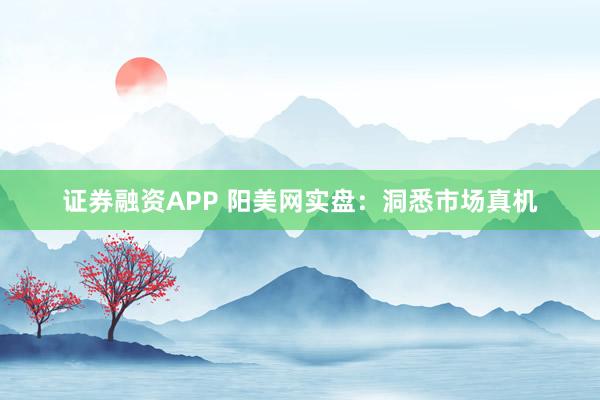 证券融资APP 阳美网实盘：洞悉市场真机