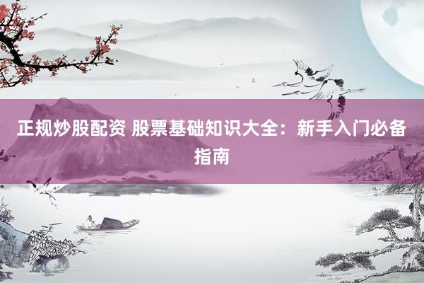 正规炒股配资 股票基础知识大全：新手入门必备指南